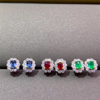 Fine Smykker 925 sterling sølv natural emerald kvindelige ring classic understøtter test