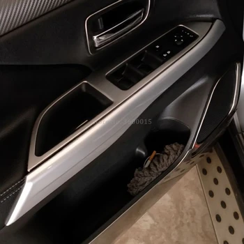 For Mitsubishi Outlander 2013-2019 2020 Carbon Fiber Inde I Døren Armlæn Strip Dække Trim Dekoration Indvendige Bil Tilbehør
