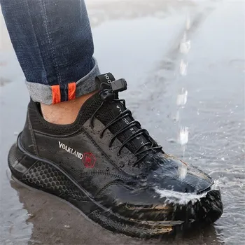 Vinteren Mandlige Sikkerhedssko Mode Mænd Punkterfri Vandtæt Mandlige Støvler Tåkappe Af Stål Uforgængelige Industri Sneakers