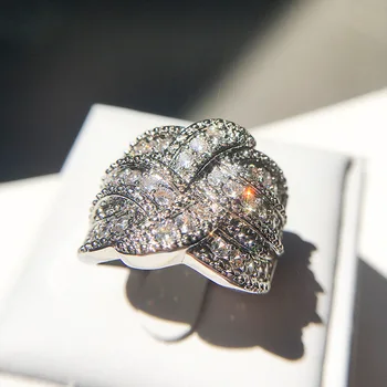 Mode Væver Snoede Design real 5A Micropave Crystal Zircon sten 925 sterling sølv Engagement Ring for kvinder Luksus smykker