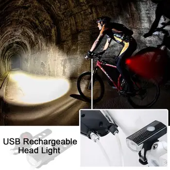 USB-Genopladelige Cykel Lys Foran Bageste Baglygte Kombination Sikkerhed Perler Baglygter Flash Lys, 300 Lumen 3 Mode Cykel Lys