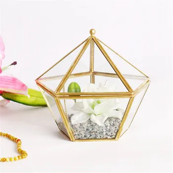 Glas Ring Box Bryllup Smykker Tilfælde Udødelige Blomst Glas Cover Kreativ Boligindretning
