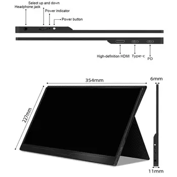 Bærbare IPS-Skærm med Fuld HD 1080p-Skærm Ultra-Slim Gameing Skærm med Indbygget Højttaler til Tablets, PC Computer Skærm