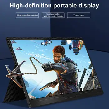 Bærbare IPS-Skærm med Fuld HD 1080p-Skærm Ultra-Slim Gameing Skærm med Indbygget Højttaler til Tablets, PC Computer Skærm