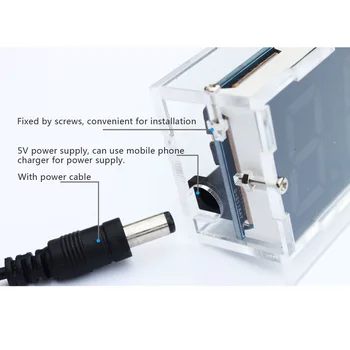 Kompakt 4-cifret Digital DIY LED-Ur Kit, Lys, Temperatur, Dato, Tid Vise Gennemsigtig Sagen (Batterier Ikke Inkluderet)