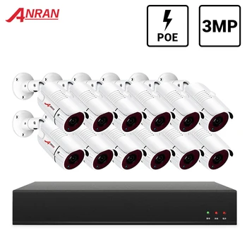 ANRAN 3MP CCTV-System 16CH POE NVR Videoovervågning System Vejrandig Sikkerhed Kamera CCTV Kamera System Night Vision