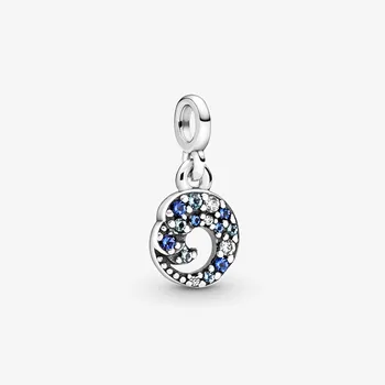 Ægte 925 Sterling Sølv My Blue Ocean Wave Heart Charm Perler passer Oprindelige Pamura Mig Armbånd Smykker Gave