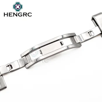 HENGRC 18 20 22 24 mm Ur Band Spænde Poleret Sølv 316L Rustfrit Stål Implementering Spænde Watchbands Tilbehør