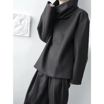 Mænd Hoodie Kvinder Vinteren Rullekrave Pullover Løs Tykt Sweatshirt Mørke Gotiske Owen Mandlige Outwear Mænd Tøj Japan Stil