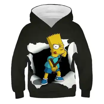 3D Pause I The Simpsons Hættetrøjer Til Teen Piger Kvalitet Casual Bart Simpson Baby Boy Tøj, Sweatshirts og Pullover Top Streetwear