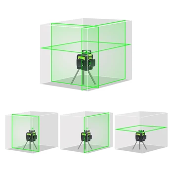 Huepar 12 Linjer 3D Cross Line Laser-Plan Grøn laserstråle Linje selvnivellerende 360 Vertikalt og Horisontalt på Tværs af Super effektivt