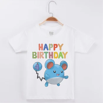 2019 Nye Mode Bomuld Hvid Kortærmet Fødselsdag Kids T-Shirts Girls T-Shirts Pokemon Trykt Pige T-Shirts Toppe Børn Tøj