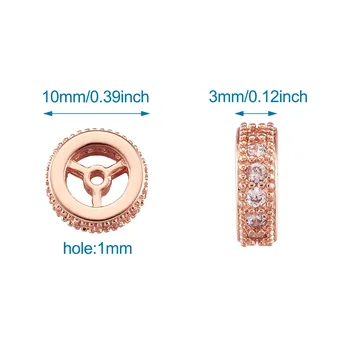 10stk Messing Cubic Zirconia Rondelle Spacer Løse Perler 10x3mm Til Armbånd Halskæde smykker at gøre Tilbehør, hul: 1mm