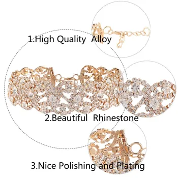 Krystal Rhinestone Choker Halskæde Til Kvinder, Mode, Smykker, Guld, Sølv Forgyldt Chocker Collier #225915