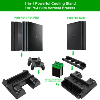 Lodret Stander Til PS4/PS4 Slank/PS4 PRO med Blæseren Køler Dobbelt Controller-Oplader, Oplader til SONY Playstation 4