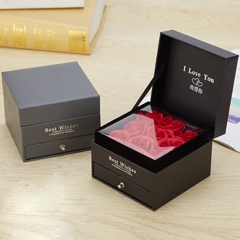9 Rose Box STEG PLADS Kunstige Blomster Smykker Boks Valentines Gave Til Mor Mors Dag Part Kæreste Fødselsdag Gaver
