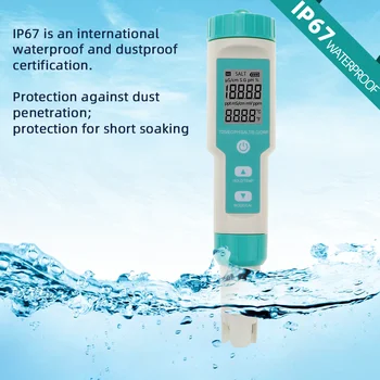 KOM-600 7 i 1TDS/EF/PH/SALT/S. G/ORP/Temp Måleren Water Quality Monitor Tester IP67 PH-Meter mad, Drikke Vand Akvarier 40%Off