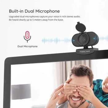 Foscam W41 Super HD 4MP 2K USB-Webcam med Indbygget Dual Mikrofon til Live Streaming