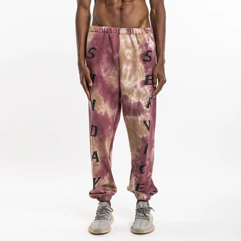 Kanye West Bukser SØNDAG SERVICE Sweatpants Høj Kvalitet Tie Dye Print Koncert Serie Hip Hop Terry Bomuld Bukser Sæson