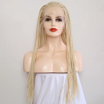 QUINLUX Syntetiske PARYKKER Lace Front Wig Blonde Micro Max Fletning Parykker Til Kvinder af Høj Temperatur Varme Fiber Hæklet Flettet Hår