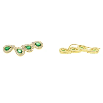 Mode grøn cz sten smykker dråbeformet cubic zirconia lang klatreplante øreringe til kvinder, Romantiske Europæiske dame mode øreringe