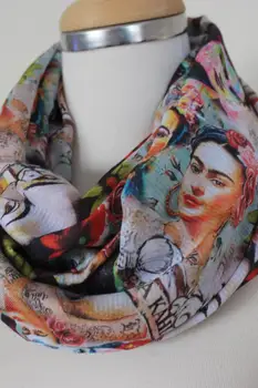 Frida Kahlo Mønstret Sjal Frynset Tørklæde Høj Kvalitet Nyttige 76cm * 200cm Størrelse Fasion Pareo Bikini Badetøj Tilpassede Design