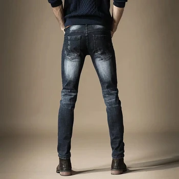 Gratis Forsendelse Nye 2020-mænds mandlige jeans mærke slank Europæiske tide brand Slank hul metal punk style hip hop denim bukser-bukser