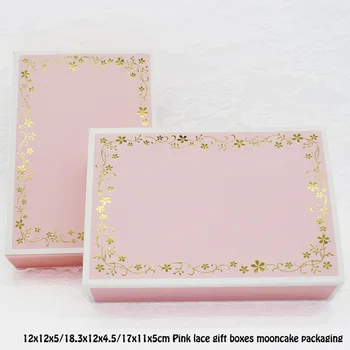 20pcs/masse 12x12x5/18.3x12x4.5/17x11x5cm Pink blonder gaveæsker mooncake emballage til dekorativ pakke til stede cardpaper box