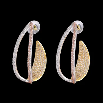 Zlxgirl AAA cubic kobber Øreringe smykker til kvinder er gaver Brand kvinder, guld farve Brude øreringe i ørerne mode Ører