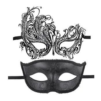 Top-Par Smukke Venetianske Maskerade Udsøgt Rhinestone Maske Fest Hule Sexet Sort Maske