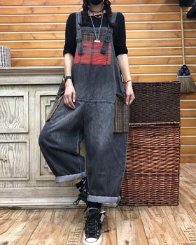 Antal LuLu 2020 Koreanske Mode Stil Streetwear Kvinders Vintage Jeans, Oversize Damer, Denim Plaid Harem Bukser Plus Size Bukser