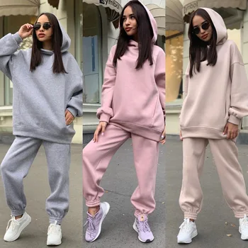 2 Stykke Tøj Sweatshirt Trøjer Top Og Pants To Delt Sæt Kvinder 2020 Nye Ankomst Casual Street Style Hip Hop Sport Bære Jakkesæt