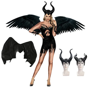 Fashion Nye Film Halloween Kostumer til Kvinder Maleficent Carnival Part Onde Sovende Skønhed Heks Cosplay Parti Fancy Buksedragt