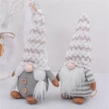Jul strikkede Lange Hat Elf Toy Rød pink Jul Vedhæng Plys Gnome Dukker Xmas Tree Drop Ornament Nye år Figur Indretning