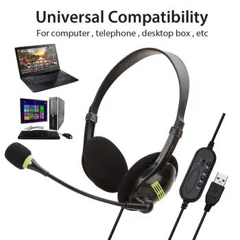 USB-Headset Med Noise Cancelling Mikrofon Computer PC Headset Letvægts Hovedtelefoner med Kabel Til PC /Laptop/Mac/ Skole/Børn