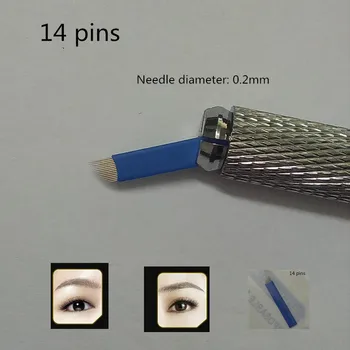 50 STK blå Permanent Makeup Manual Øjenbryn Tatovering Nåle Kniv For 3D-Broderi Microblading Tatoveringer Pen Maskine