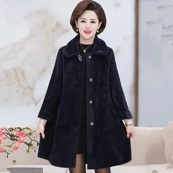UHYTGF 6XL plus size kvinder frakke kvalitet mink fleece efteråret uld jakke dobbelt-sidet cashmere afslappet varm vinter uldne frakke 1052