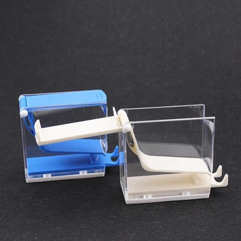 Dental Produkter Opbevaringsboks Tandlæge Bomuld Roll Dispenser Holder Tryk Type Hvid Blå Farve