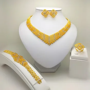Kongerige Ma Dubai Brude Store Smykker Sæt Nigerianske Bryllup Afrikanske Halskæde, Armbånd, Øreringe Smykker Sæt Ring