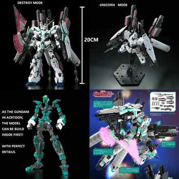 Original RG 1/144 Gundam Model RX-0 FULDE RUSTNING, UNICORN GUNDAM Japansk Model Bandai Mobile Suit Kids Legetøj