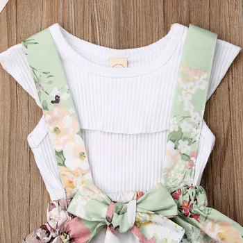 2019 Sæt 2stk Nye fine Baby Pige Nyfødte Barn baby dress shirt T-shirt blomster Sløjfeknude nederdel bue prinsesse kjole Dejlige