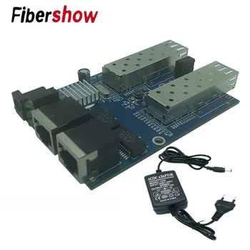Gigabit Ethernet fiber switch 2 RJ45 UTP 2 fiber SFP, Gigabit Fiber Optiske Media Converter 2SC 2RJ45 Ethernet 10/100/1000M PCB