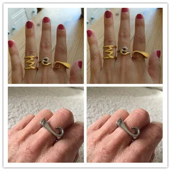 Guld Farve Rustfrit Stål Enkel OL Kvindelige Ring nyankomne Mode anillos Månen Krog Smykker Ring Til Kvinder Fingerringe