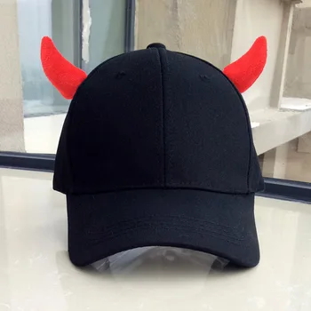 2020 Ny Hat Mænds Horn Djævelen Forår Og Efterår koreansk Mode Baseball Cap Mænd Og Kvinder Caps Halloween Baseball Cap