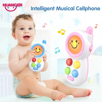 Huanger Smil Musikalsk Telefon Kids Legetøj Elektroniske Baby Rangler Mini Blottere Vocal Børn For Tidligt At Lyde Pædagogisk Mobil Legetøj