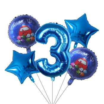 5pcs/set Tegnefilm Blandt Os Folie Helium-Balloner 1 2 3 4 5 års Fødselsdag i Spil, Tema Fest Dekoration Baby Shower Børn Toy Luft Globos