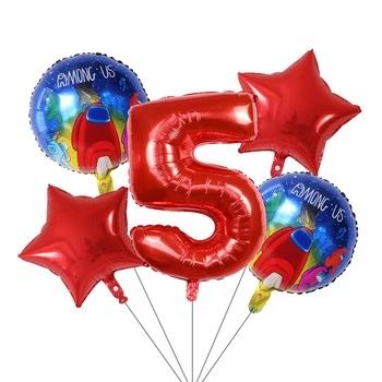 5pcs/set Tegnefilm Blandt Os Folie Helium-Balloner 1 2 3 4 5 års Fødselsdag i Spil, Tema Fest Dekoration Baby Shower Børn Toy Luft Globos
