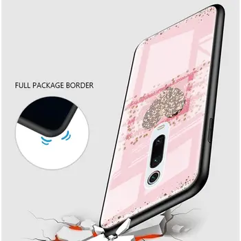 Hærdet Glas Telefon Tilfældet For Xiaomi Redmi Bemærk 9S 9 Pro 8 Pro 8T 8A 7 9A 9C 9i K20 Guld, Rose Lyserød Kærlighed Hjerte bagcoveret Coque