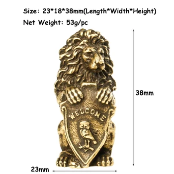 Antik Bronze Velkommen Shiled Lion King Statue Hjem Feng Shui Dekorationer Heldig Kobber Ugle Miniature Figurer Tabel Pynt
