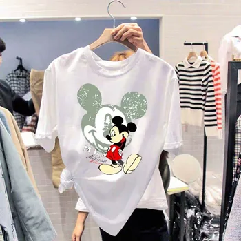 Nye Sommer Mickey Mouse Kvinder Bogstaver Udskrivning af Kort-Langærmet T-shirt koreansk-Stil Løs Top Bunden Shirt Kvinder Shirts